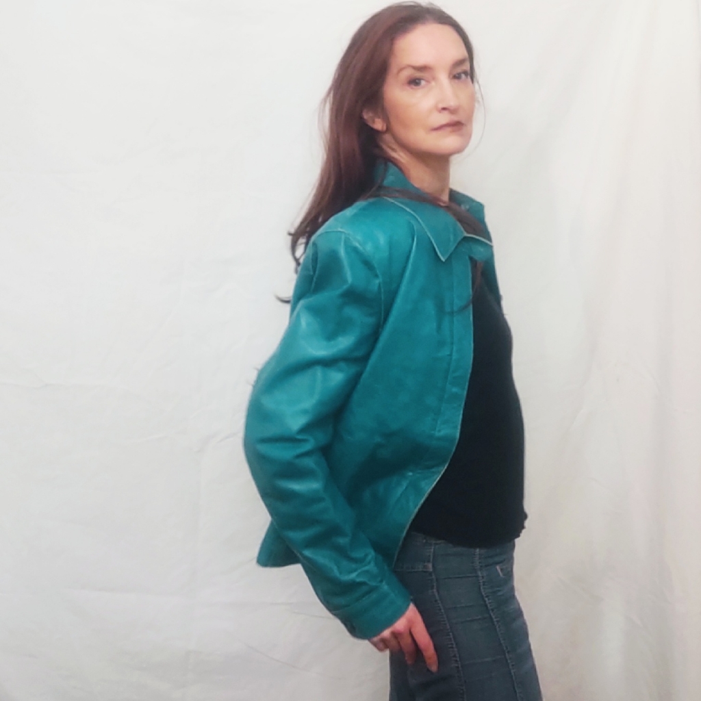 Olly London Vintage Teal Blue Leather Jacket